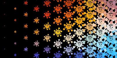 Dark blue yellow vector pattern with coronavirus elements