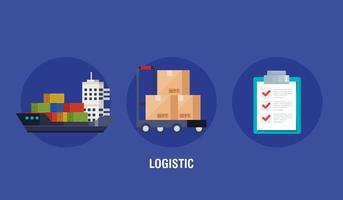 poster of delivery logistic service with icons vector