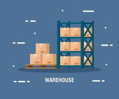 delivery logistic service with warehouse of boxes vector