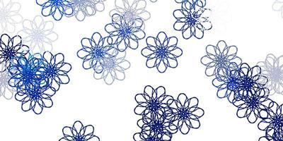 patrón de doodle de vector azul claro con flores