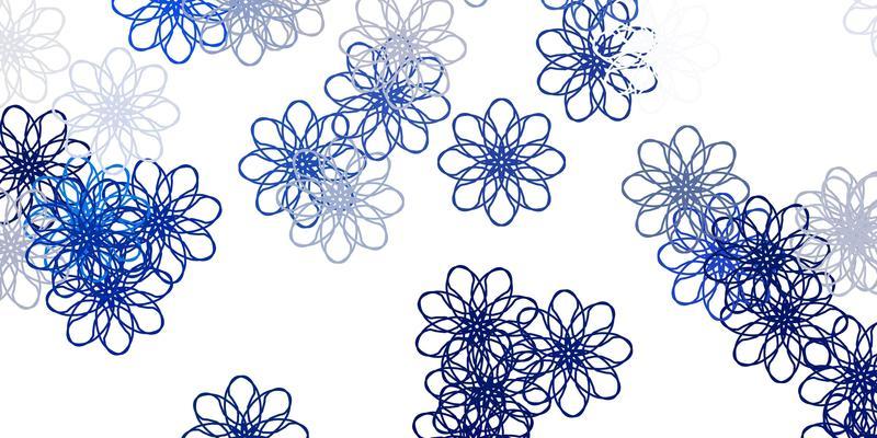 Light BLUE vector doodle pattern with flowers