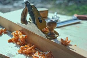 Plane and shavings photo