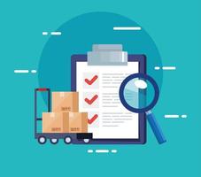 checklist of delivery logistic service and icons vector