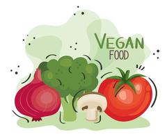 vegan food poster with tomato and vegetables vector