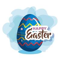 happy easter card with cute egg decorated vector