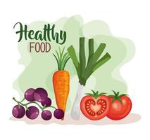 vegan food poster with tomatoes and vegetables vector