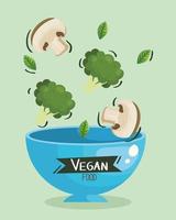 cartel de comida vegana con cuenco y verduras vector