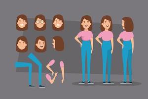 young woman with body parts characters vector