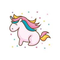 lindo unicornio fantasía con decoración de corazones vector