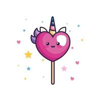 cute heart unicorn fantasy kawaii style in stick vector