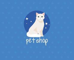 pet shop veterinary with cute cat vector