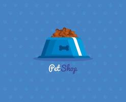 tienda de mascotas con plato comida animal vector