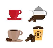 bundle coffee of set icons vector