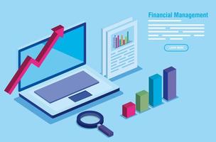 financial management with laptop and infographics vector