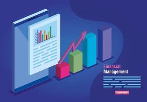 financial management with smartphone and infographics vector