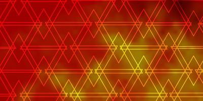 Plantilla de vector naranja claro con diseño decorativo de triángulos de cristales en estilo abstracto con plantilla de triángulos para páginas de destino