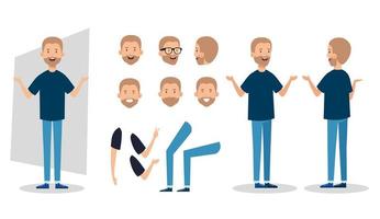 young man with beard and body parts characters vector