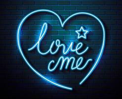 lettering of love with heart and star of neon lights vector