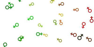 Light Green Yellow vector texture with women rights symbols