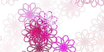 Light Pink vector doodle background with flowers