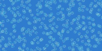 patrón de doodle de vector azul claro con flores
