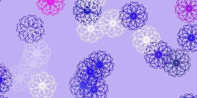plantilla de doodle de vector azul rosa claro con flores