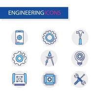 bundle of engineering set icons vector