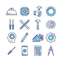 bundle of engineering set icons vector