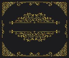 elegantes iconos de marco ornamental dorado vector
