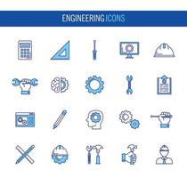 bundle of engineering set icons vector