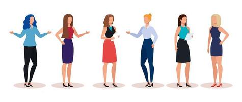 group of businesswomen avatar character vector