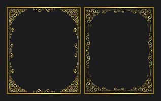 set of elegant golden ornamental frames vector