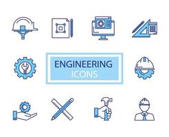 bundle of engineering set icons vector