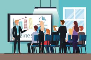meeting of business people with infographic vector