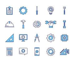 bundle of engineering set icons vector