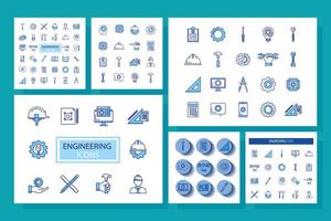 bundle of engineering set icons vector