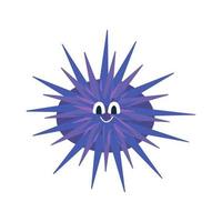 Cute Sea urchin on white background Vector illustration in a flat cartoon style