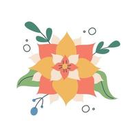 Beautiful cute multi colored flower with decorative elements vector