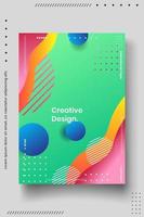 Plantilla de diseño de portada con líneas abstractas estilo moderno degradado de color diferente en el fondo vector