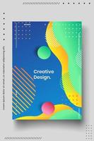 Plantilla de diseño de portada con líneas abstractas estilo moderno degradado de color diferente en el fondo vector