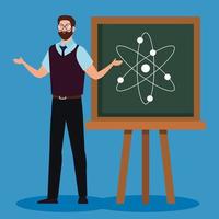 man teacher with chalkboard in classroom vector