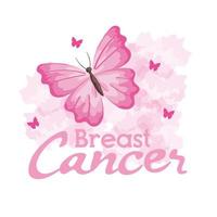 symbol of world breast cancer awareness month in october with butterflies decoration