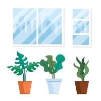 house place interior scene with pot plants nature decoration vector