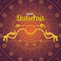 feliz festival de dussehra con decoración de flecha dorada vector
