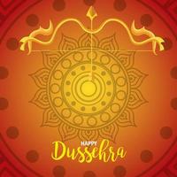 happy dussehra festival with golden arch and arrow vector