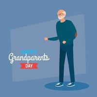 happy grand parents day with cute grandfather vector