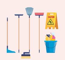 set of cleaning supplies icons vector