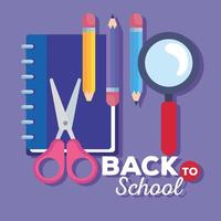 back to school banner with magnifying glass and supplies education vector