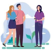 young people performing leisure outdoor activities vector