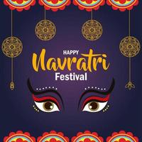 poster of happy navratri celebration vector